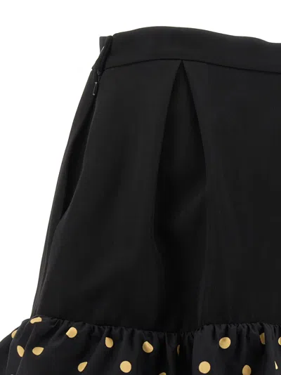 Moschino Midi Skirt With Polka Dots And Ruffles In Black