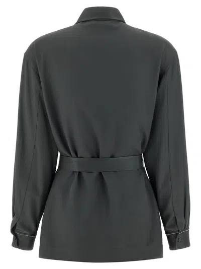 Peserico Fluid Viscose Twill Shirt With Jewel-detail Cuffs In Black