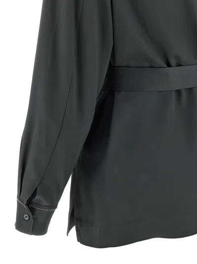 Peserico Fluid Viscose Twill Shirt With Jewel-detail Cuffs In Black