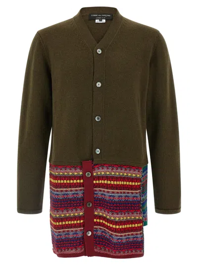 Comme Des Garçons Homme Deux Patterned-patchwork Cardigan In Green