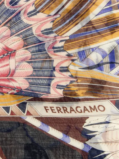 Ferragamo Rectangular Scarf Featuring Intricate Pattern In Black