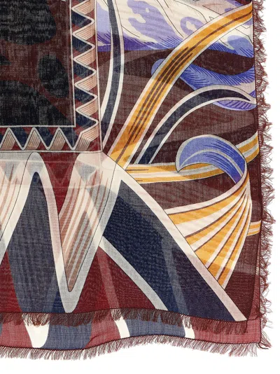 Ferragamo Rectangular Scarf Featuring Intricate Pattern In Black