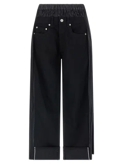 Junya Watanabe Logo-patch Panelled-design Cropped Jeans In Black