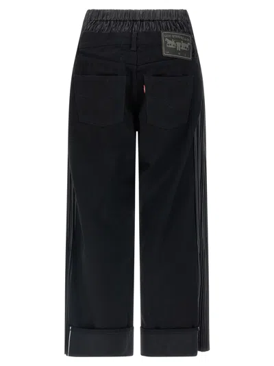 Junya Watanabe Logo-patch Panelled-design Cropped Jeans In Black
