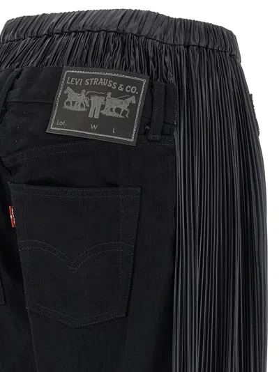 Junya Watanabe Logo-patch Panelled-design Cropped Jeans In Black