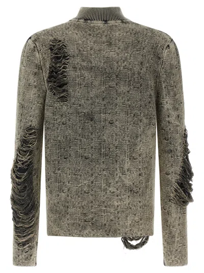 Diesel Destroyed Jumper With Floating Yarns In Green