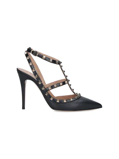 Valentino Garavani Studded Leather Decollete Pumps In Black