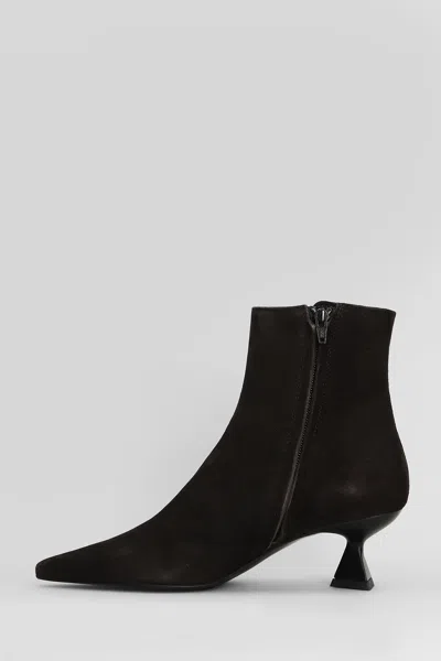 Roberto Festa Jina High Heels Ankle Boots In Dark Brown Suede In Brown