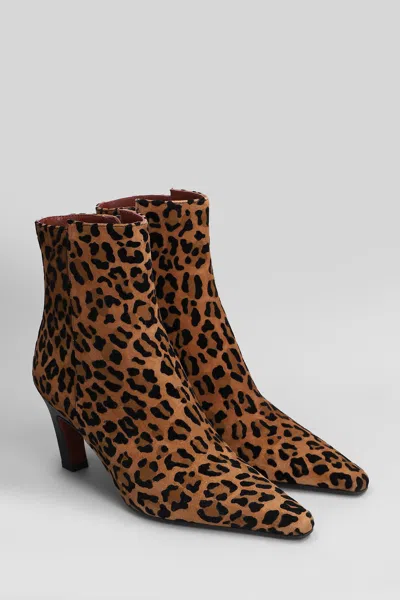 Roberto Festa Yanira High Heels Ankle Boots In Animalier Suede In Animal Print