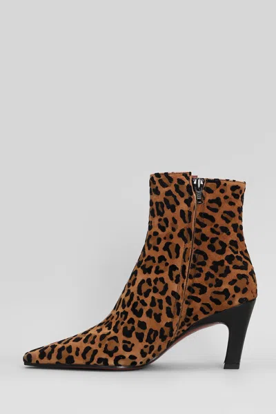 Roberto Festa Yanira High Heels Ankle Boots In Animalier Suede In Animal Print