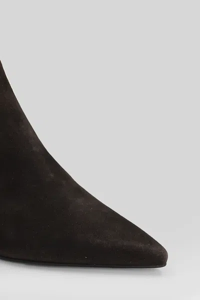 Roberto Festa Jina High Heels Ankle Boots In Dark Brown Suede In Brown