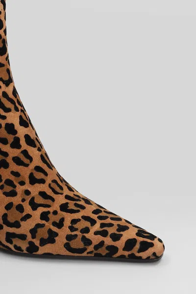 Roberto Festa Yanira High Heels Ankle Boots In Animalier Suede In Animal Print