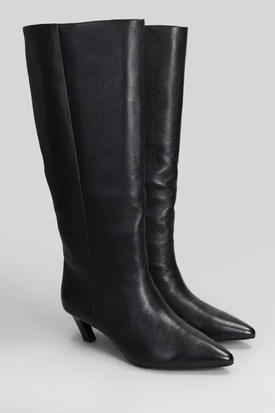 Ash Violet High Heels Boots In Black Leather In Black