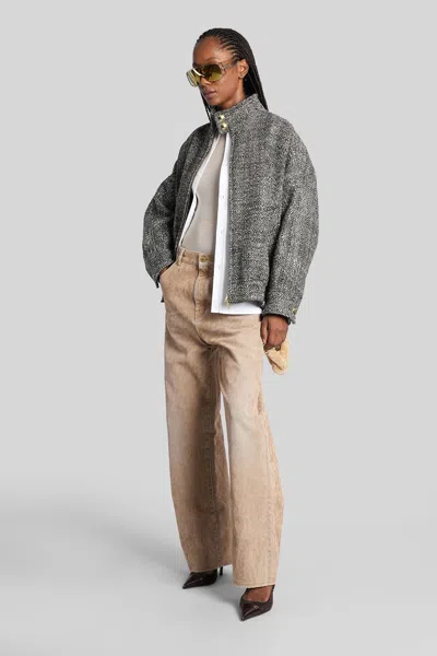 Darkpark Herringbone-pattern Bomber Jacket In Gray