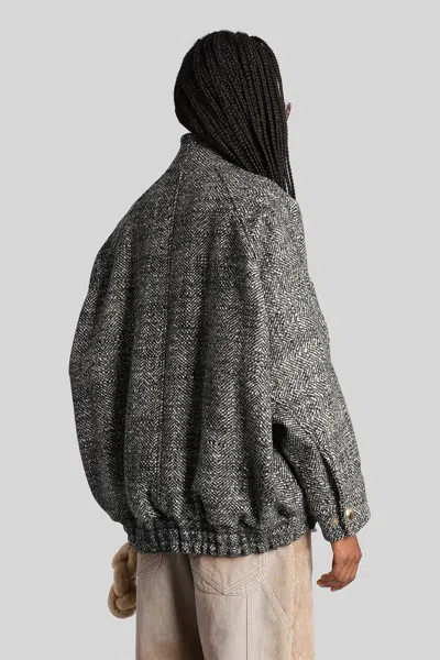 Darkpark Herringbone-pattern Bomber Jacket In Gray