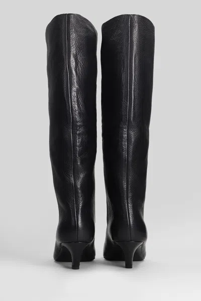 Ash Violet High Heels Boots In Black Leather In Black