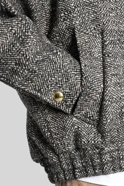 Darkpark Herringbone-pattern Bomber Jacket In Gray