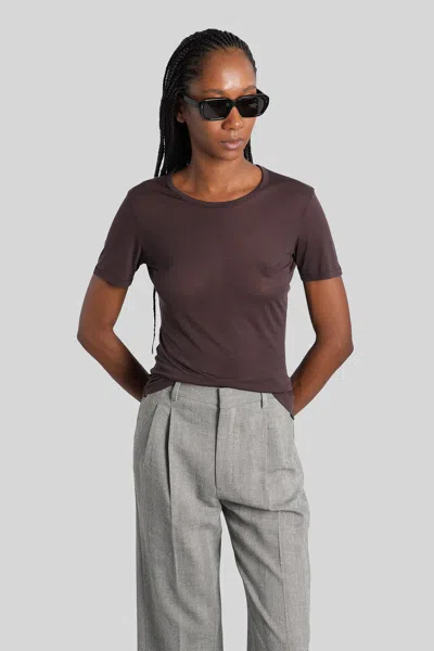 Anine Bing Sylvie T-shirt In Brown Wool And Polyester In Brown