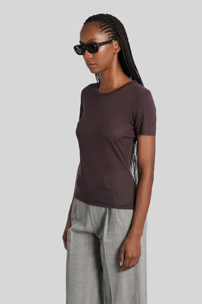 Anine Bing Sylvie T-shirt In Brown Wool And Polyester In Brown