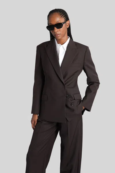 Anine Bing Single-breasted Wool Blend Jacket With Flap Pockets In Black