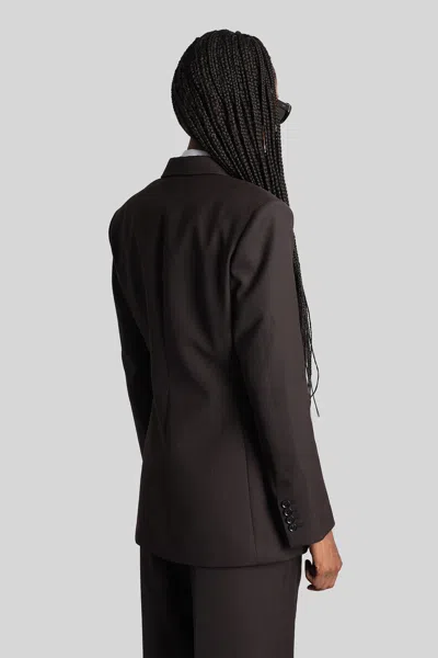 Anine Bing Single-breasted Wool Blend Jacket With Flap Pockets In Black