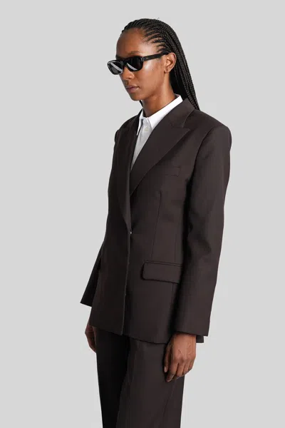 Anine Bing Single-breasted Wool Blend Jacket With Flap Pockets In Black