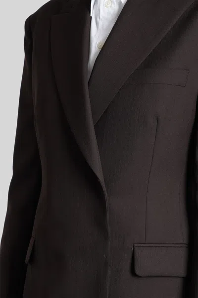 Anine Bing Single-breasted Wool Blend Jacket With Flap Pockets In Black