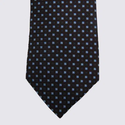 Zegna Geometric Pattern Tie Pointed Tip In Brown