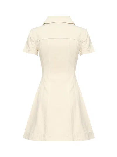 Self-portrait Structured Beige Dress With Classic Collar And Flap Pockets In Neutral