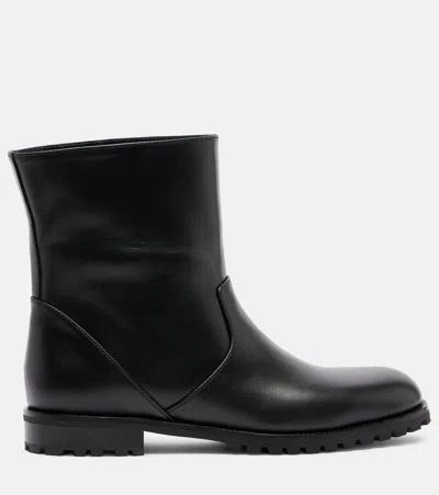 Manolo Blahnik Leather Ankle Boots In Black