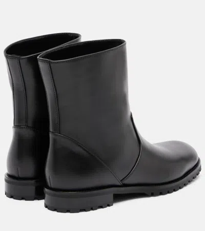 Manolo Blahnik Leather Ankle Boots In Black