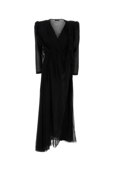 Balenciaga Maxi Dress With Puff Shoulders And Ruffles In Multi