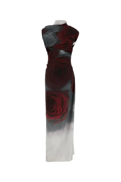 Jean Paul Gaultier Asymmetrical Maxi Dress Floral Print In Multi