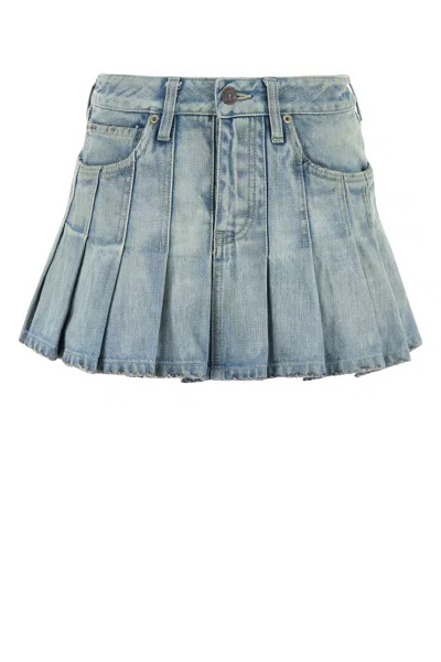 Balenciaga Mini Skirt With Pleats And Pockets In Blue