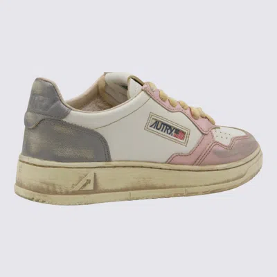 Autry White And Grey Sup Vint Low Metal Sneakers In Animal Print