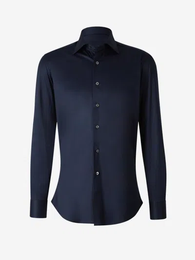 Fray Micro Knit Shirt In Blue