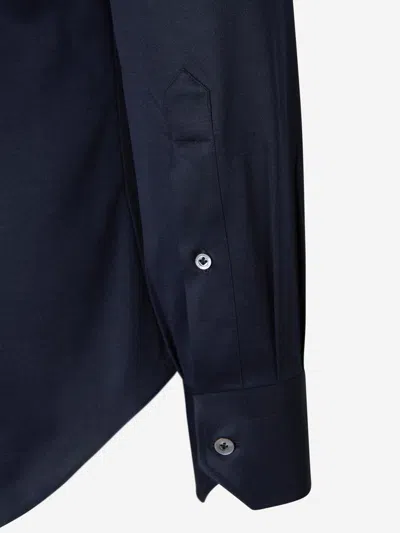 Fray Micro Knit Shirt In Blue