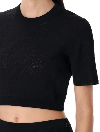 Givenchy Cropped Sweater In Monogram 72 Jacquard In Black