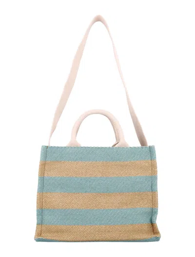 Marni Raffia-effect Small Tote Bag In Blue