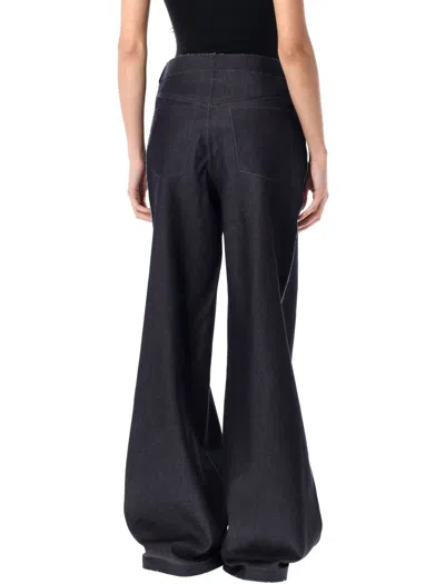 Marni Wide Leg Cotton Jeans With Raw Finish In Black