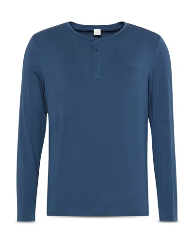 Calvin Klein Ultra Soft Henley Pajama Top In Blue