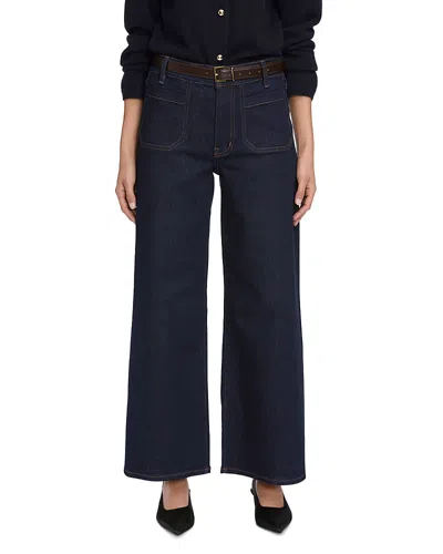 Frame Le Pixie Slim Palazzo Patch Pocket High Waist Wide Leg Jeans In Blue
