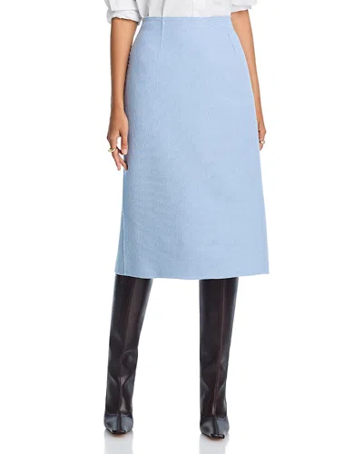 Lafayette 148 X The Morning Show A-line Crepe Weave Midi Skirt In Blue