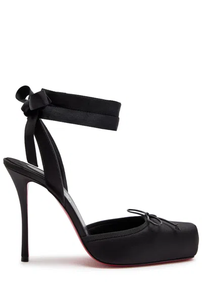 Christian Louboutin Cassia 100 Bow-detailed Grosgrain-trimmed Satin-crepe Pumps In Black