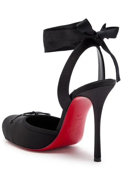 Christian Louboutin Cassia 100 Bow-detailed Grosgrain-trimmed Satin-crepe Pumps In Black