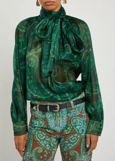 Etro Leather Belt With Perforated Details Belts Brown In Black