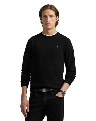 Polo Ralph Lauren Tonal Icon Logo Cotton Knit Sweater In Black In Black