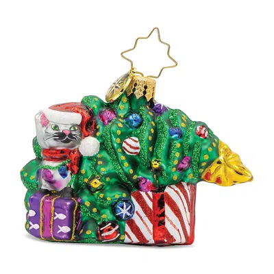 Christopher Radko Festive Feline Fiasco Gem Ornament In Multi