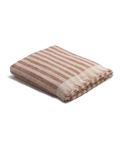 Piglet In Bed Pembroke Stripe Bath Sheet In Brown