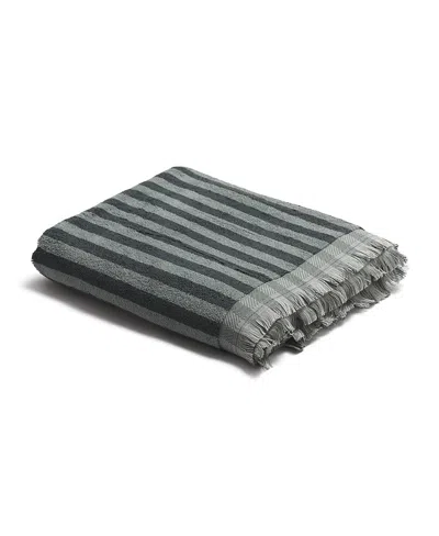 Piglet In Bed Pembroke Stripe Bath Sheet In Green